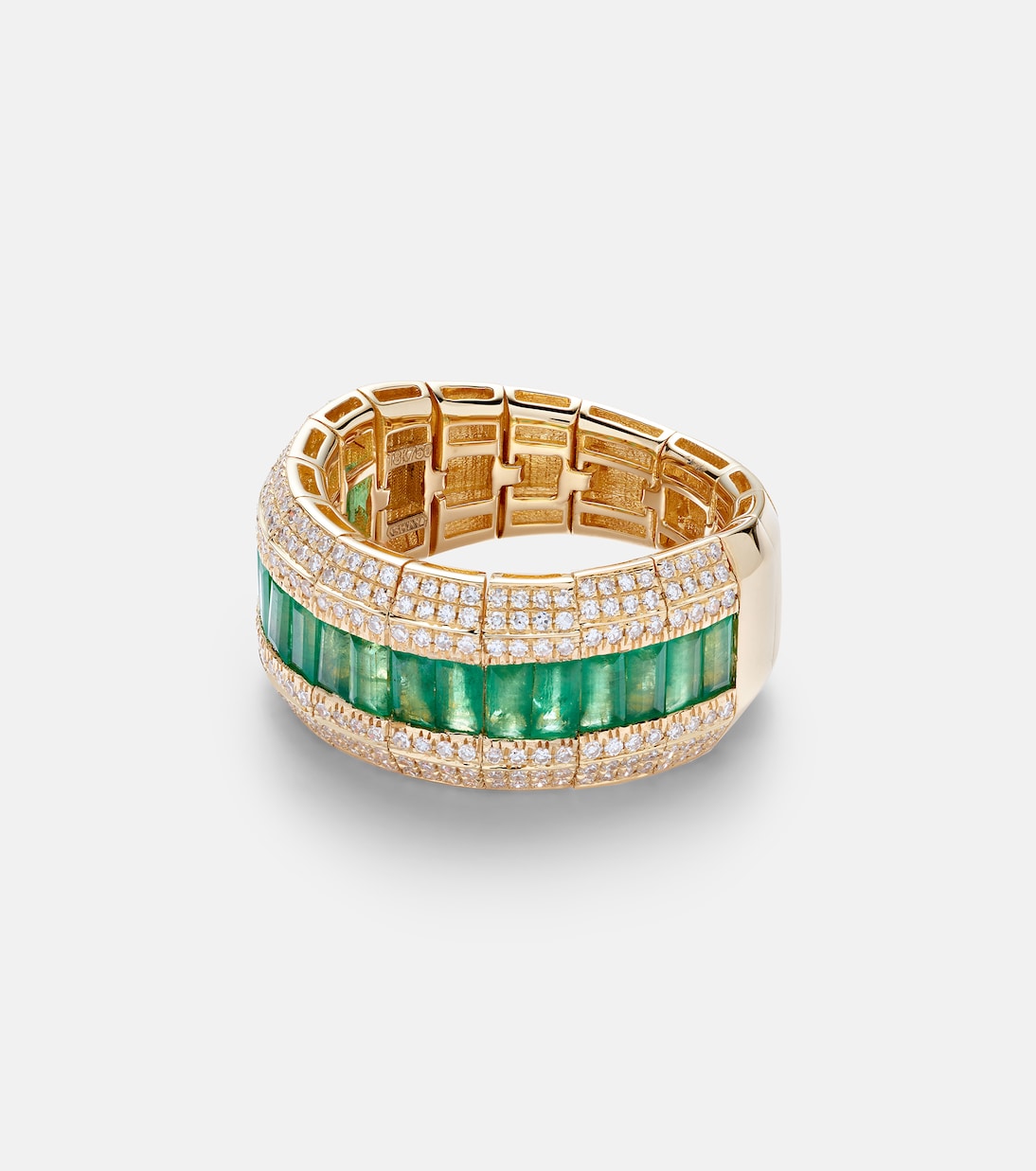 18kt gold ring with emeralds and diamonds | Shay Jewelry