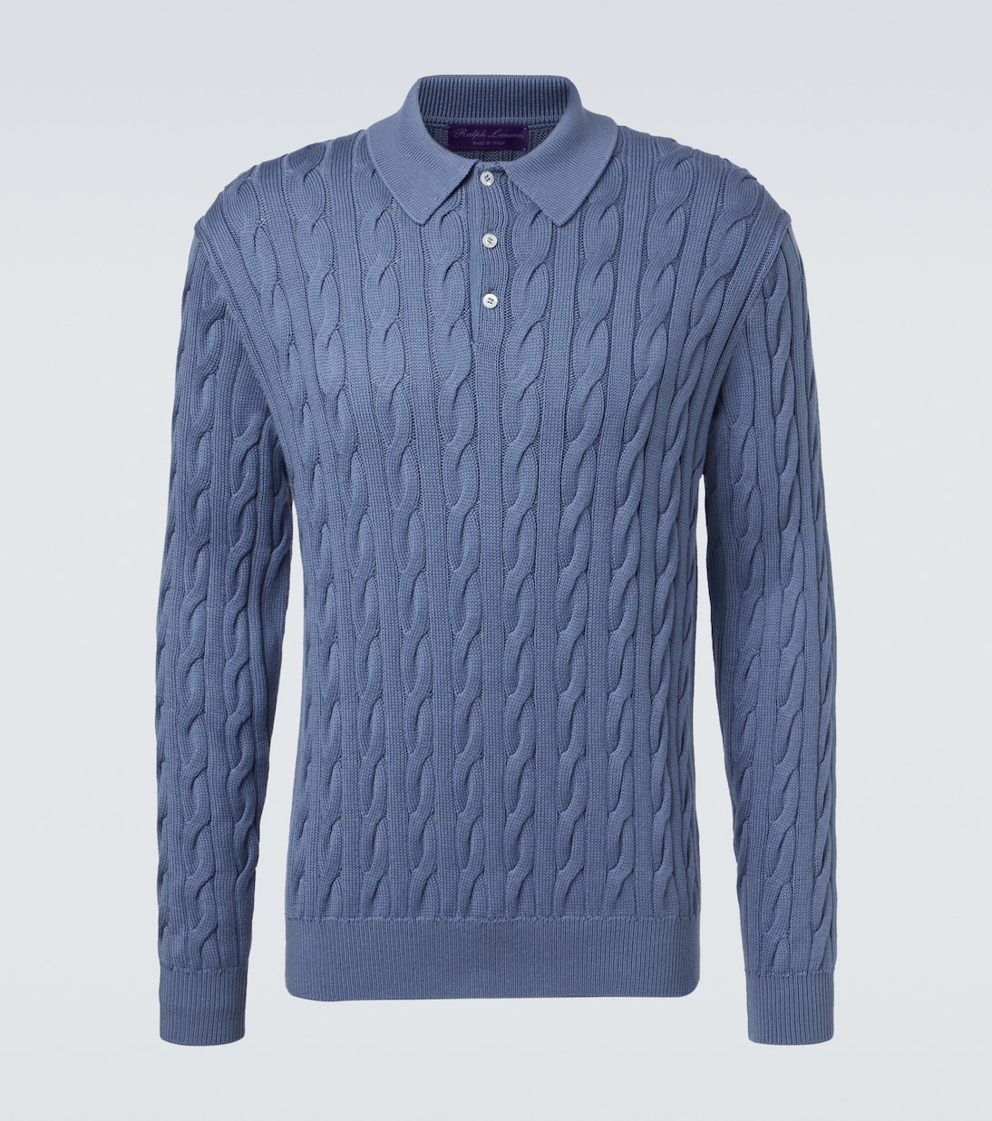 Cable-knit cotton and silk polo sweater | Ralph Lauren Purple Label