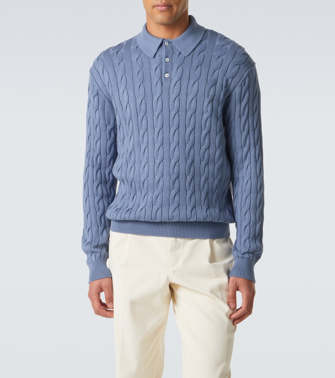 Cable-knit cotton and silk polo sweater | Ralph Lauren Purple Label