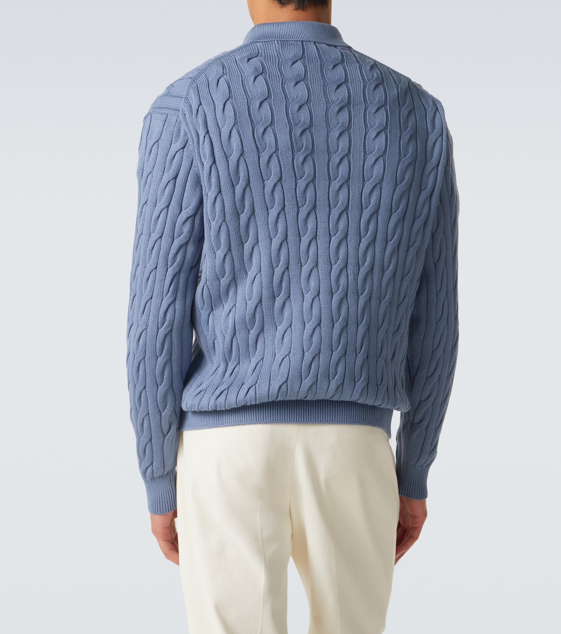 Cable-knit cotton and silk polo sweater | Ralph Lauren Purple Label