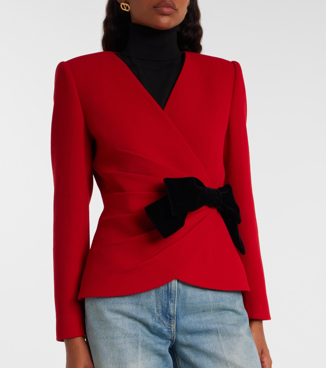 Bow-detail virgin wool jacket | Valentino