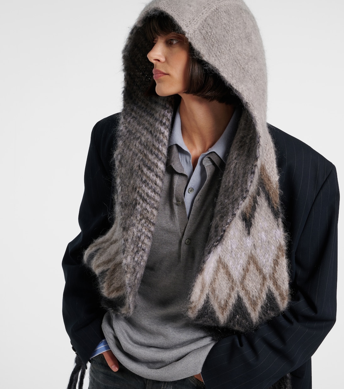 Kooder hooded mohair and wool-blend scarf | Acne Studios