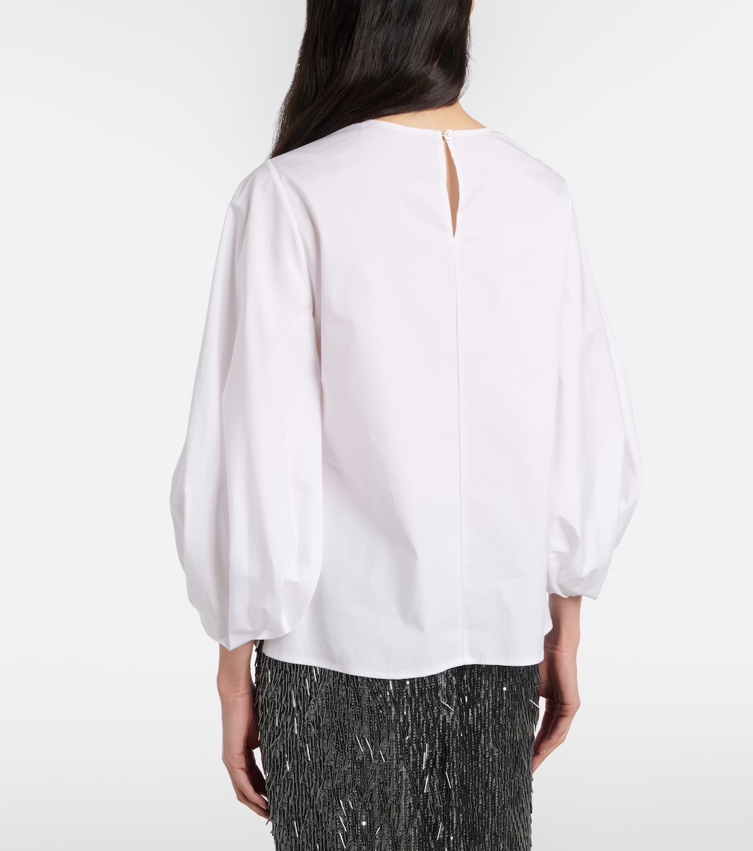 Blusa en mezcla de algodón con aplique floral | Carolina Herrera