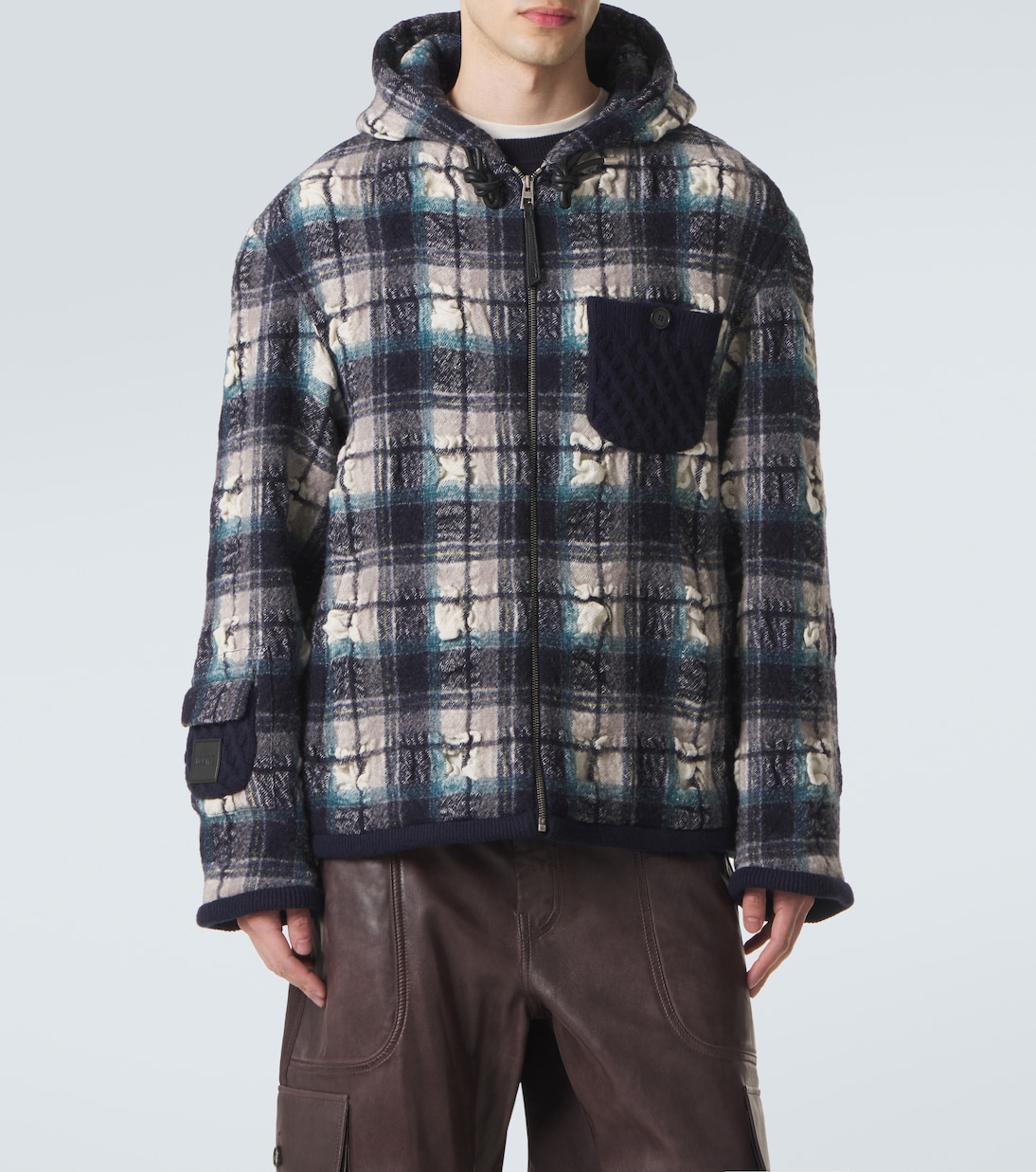 Plaid wool and linen jacket | Loewe