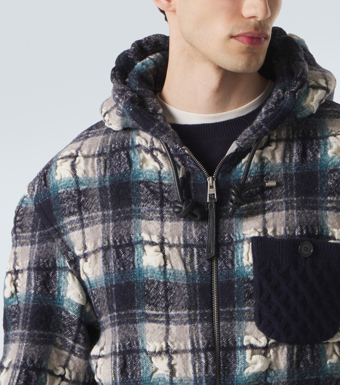 Plaid wool and linen jacket | Loewe