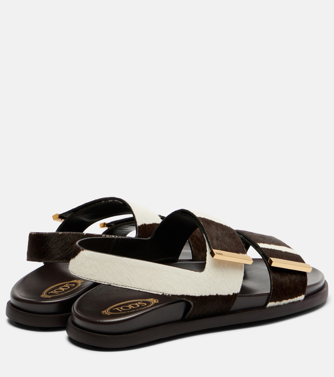 Zebra-print calf hair slingback sandals | Tod's