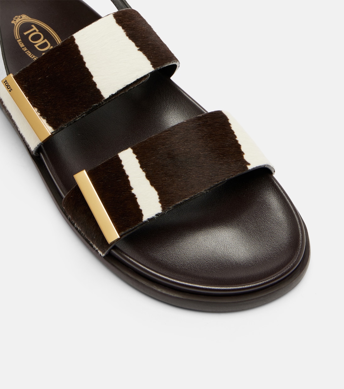 Zebra-print calf hair slingback sandals | Tod's