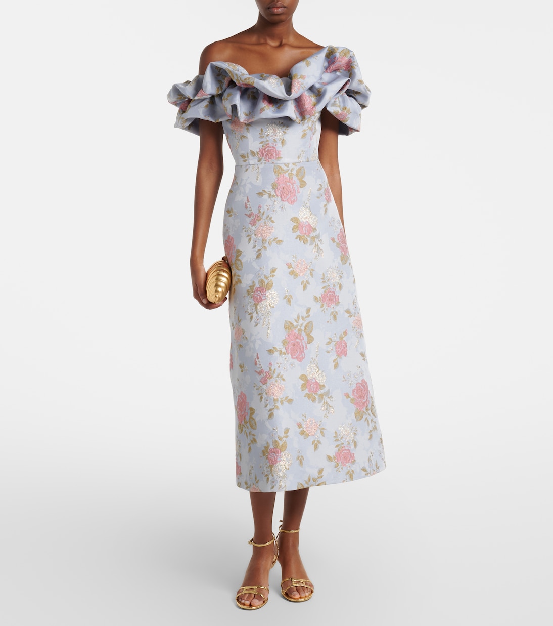 Floral lamé brocade midi dress | Markarian