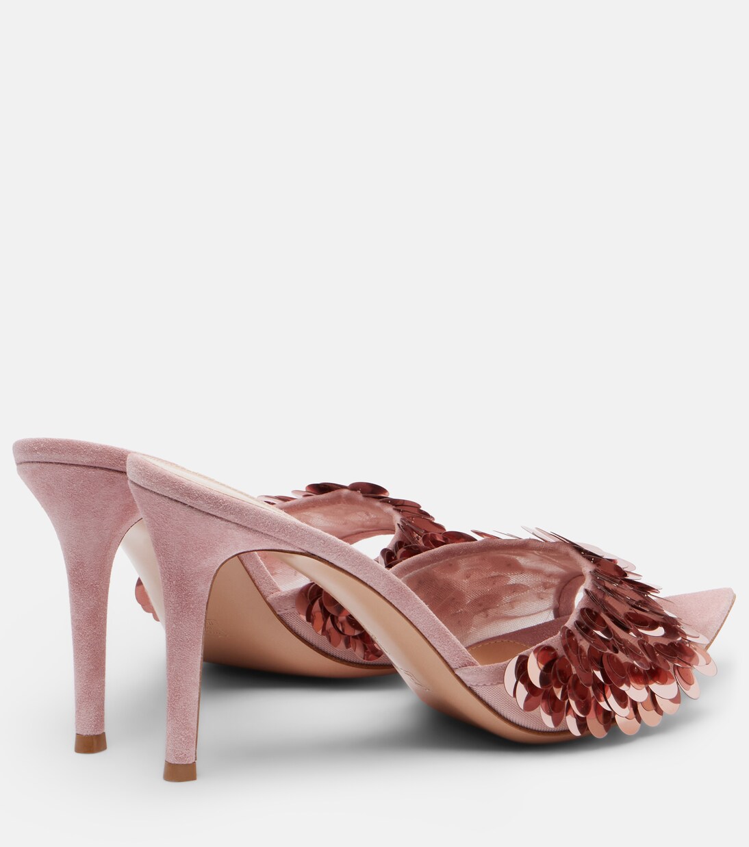 Embellished suede-trimmed mules | Gianvito Rossi
