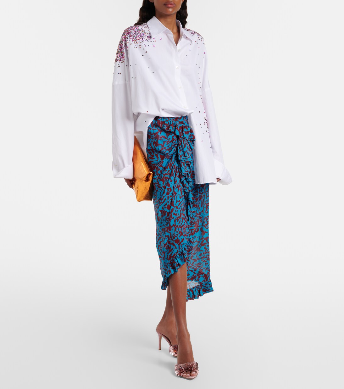 Embellished suede-trimmed mules | Gianvito Rossi