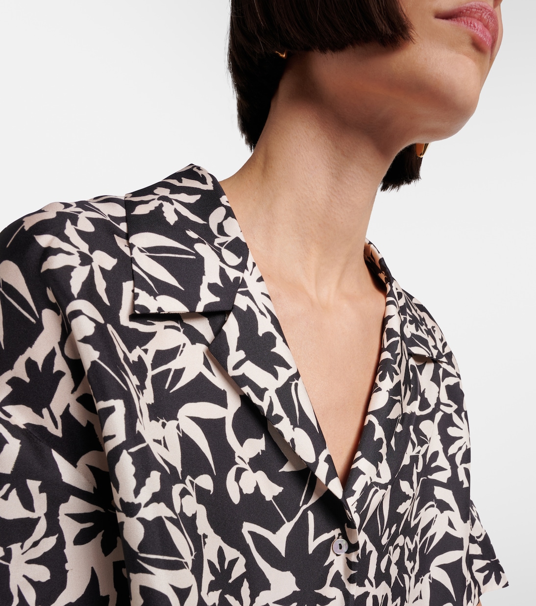 Lincoln printed cropped silk twill shirt | Asceno