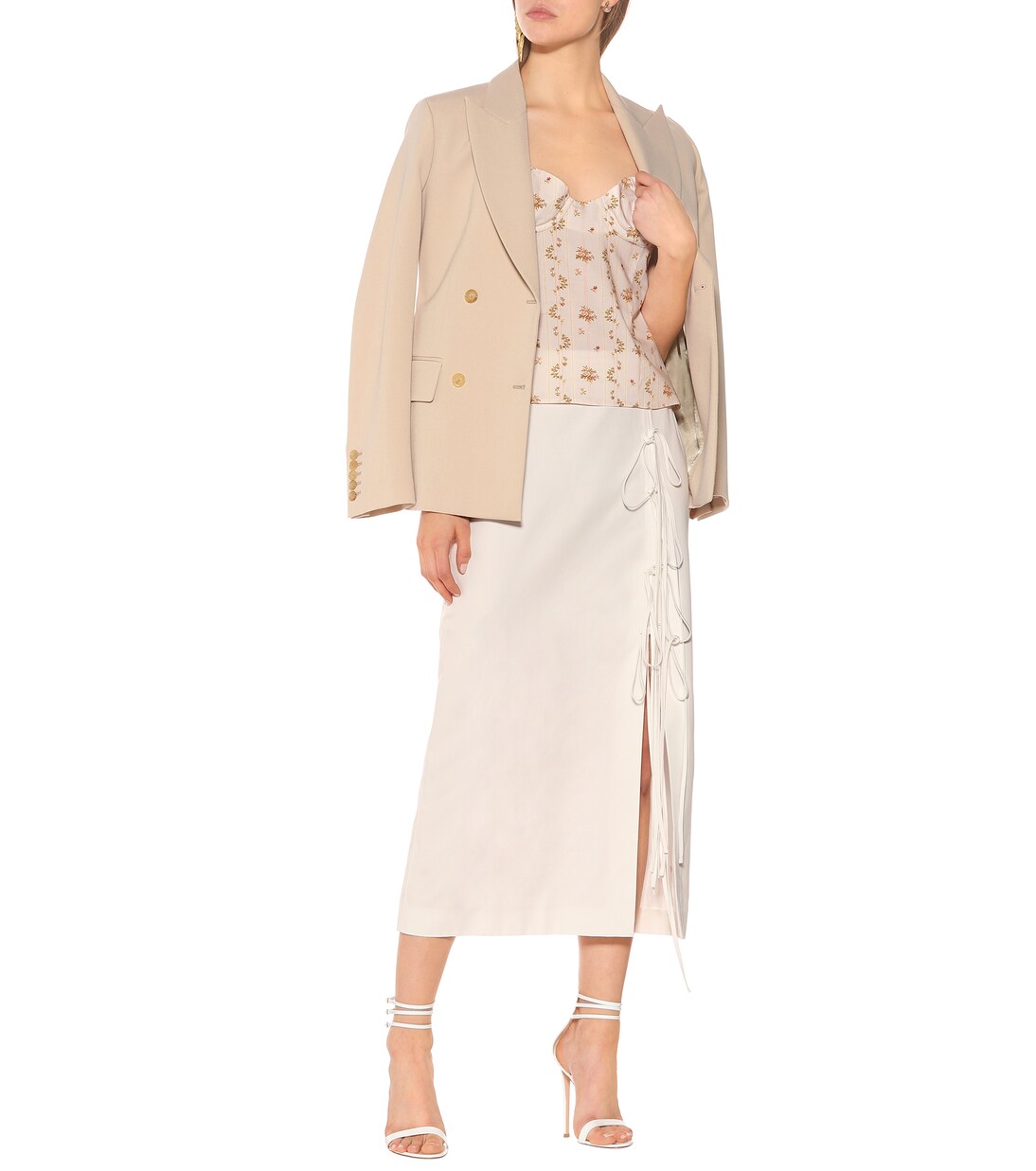 Falda midi de algodón con cordones | Brock Collection