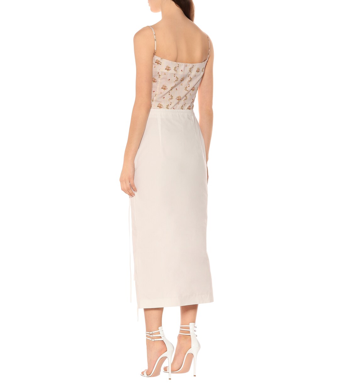 Falda midi de algodón con cordones | Brock Collection