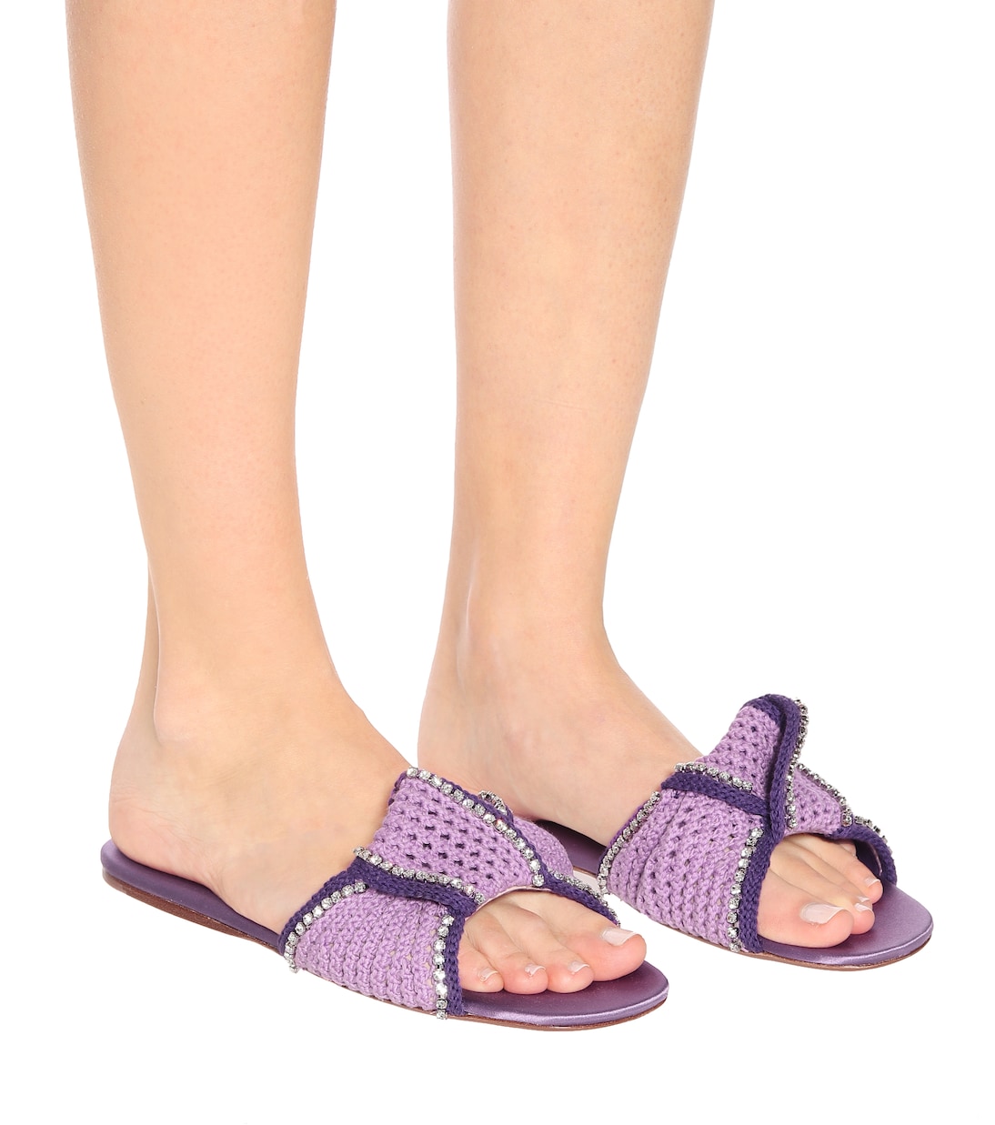 Embellished crochet slides | Miu Miu