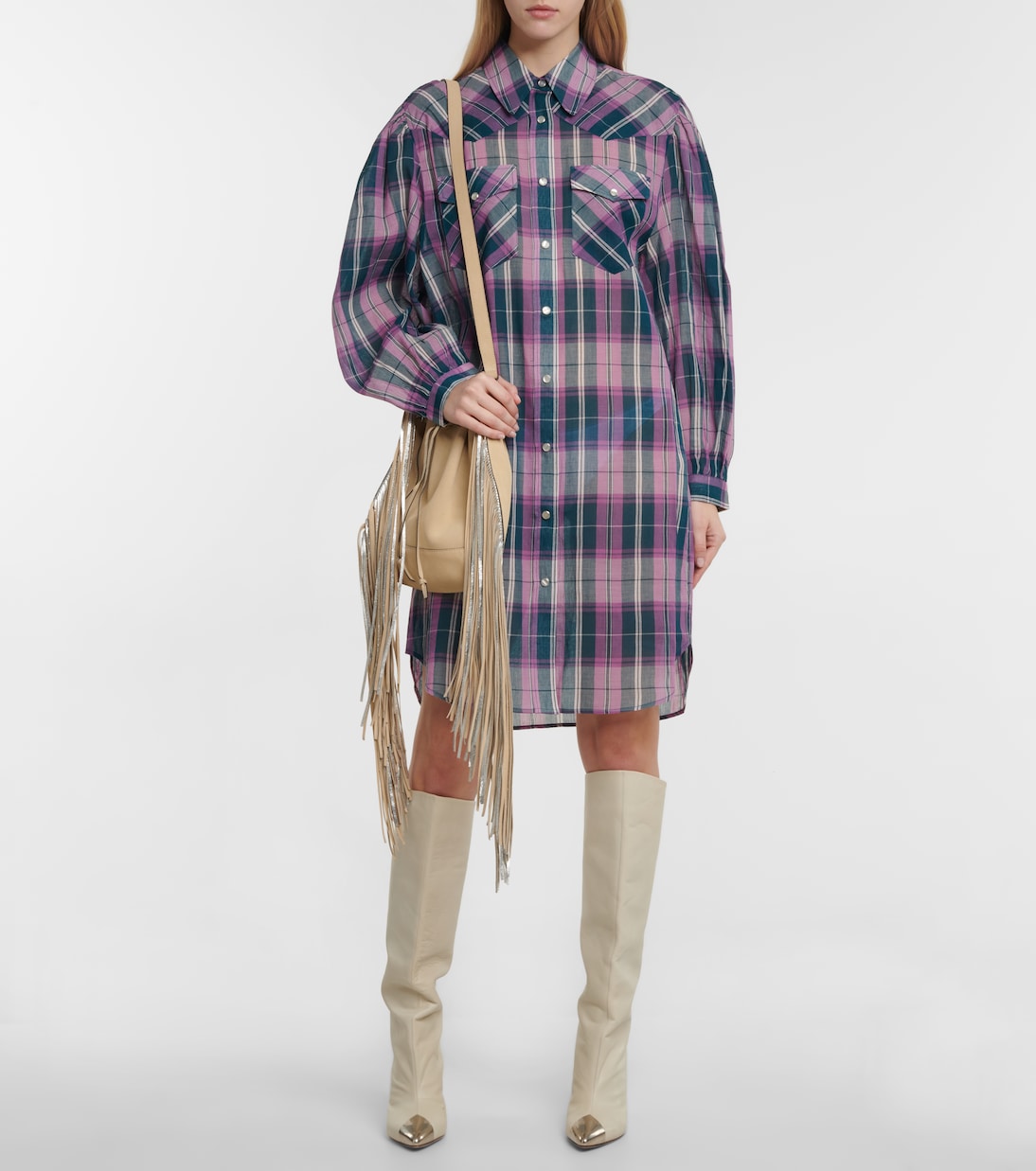 Robe chemise Britany en coton à carreaux | Marant Etoile