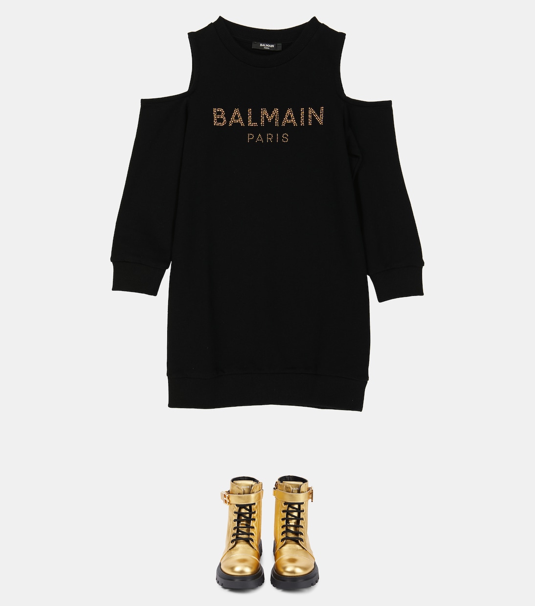 Cutout cotton sweatshirt dress | Balmain Kids