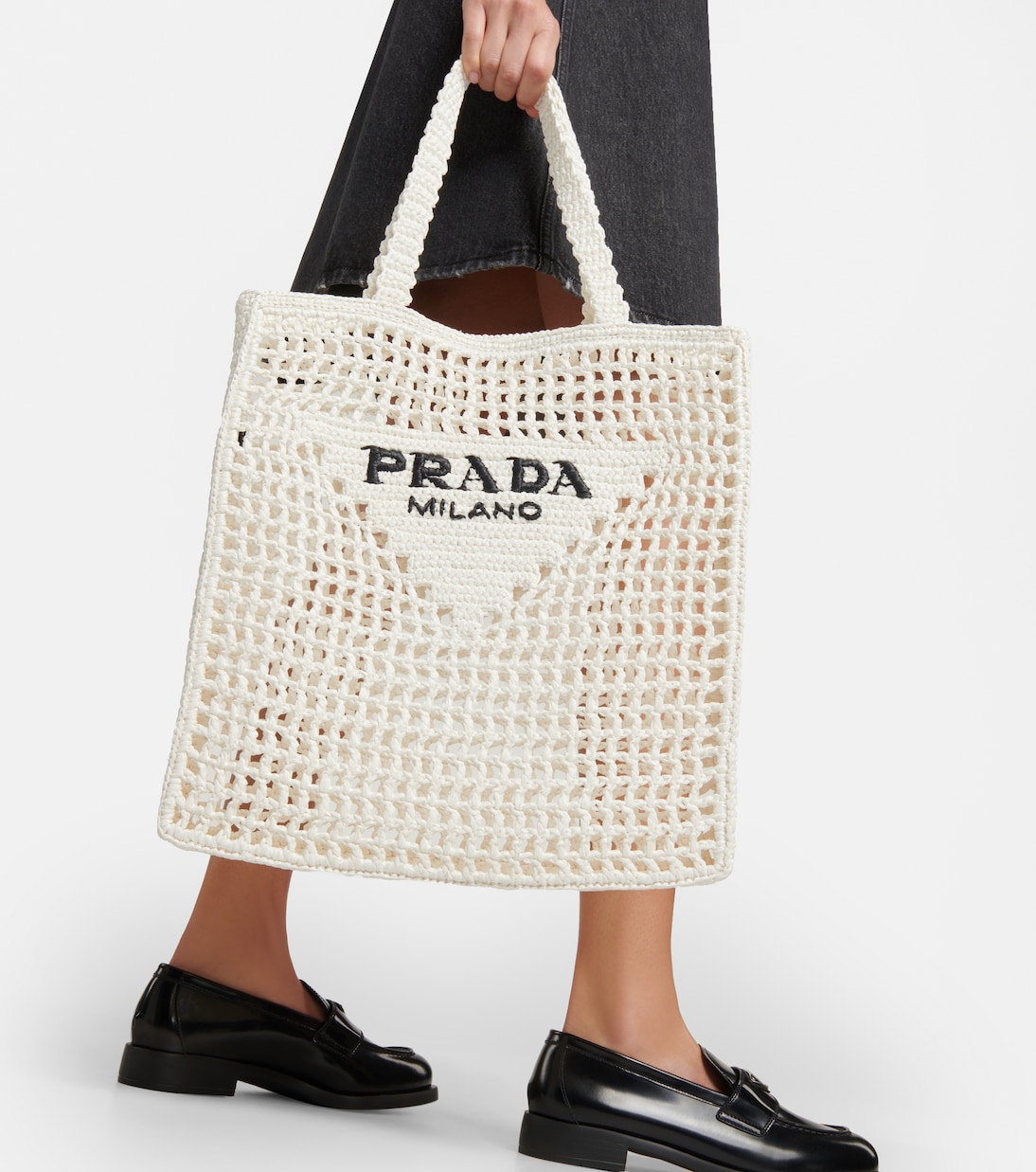 Borsa in rafia con logo | Prada