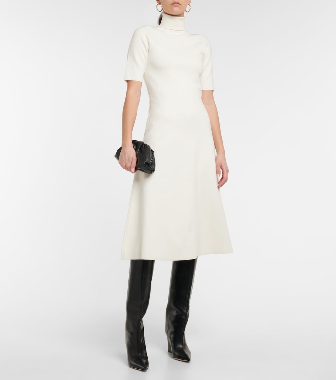 Turtleneck silk-blend midi dress | Joseph