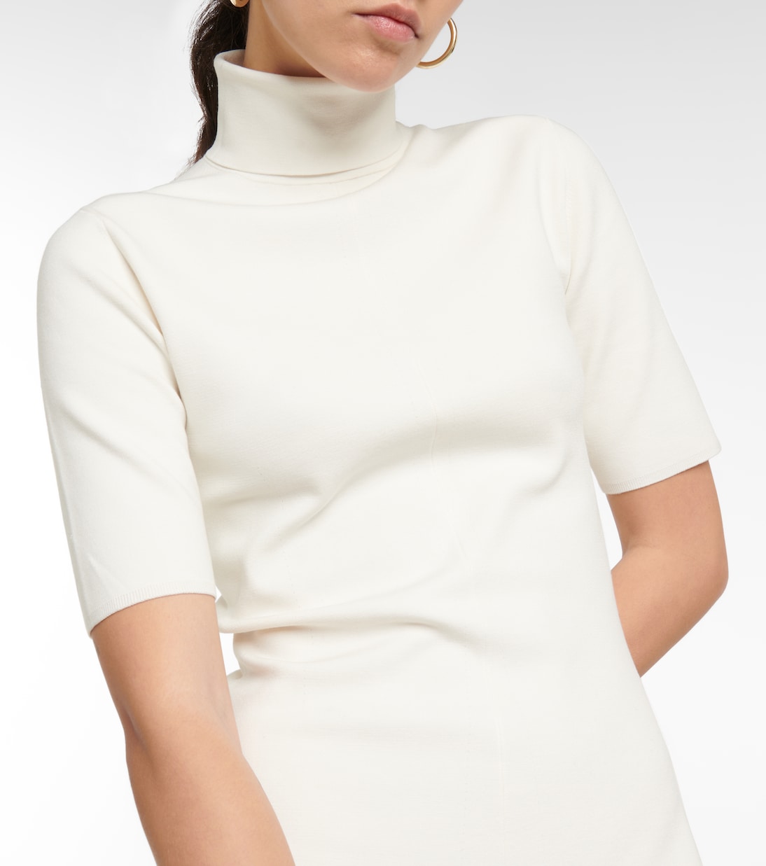 Turtleneck silk-blend midi dress | Joseph