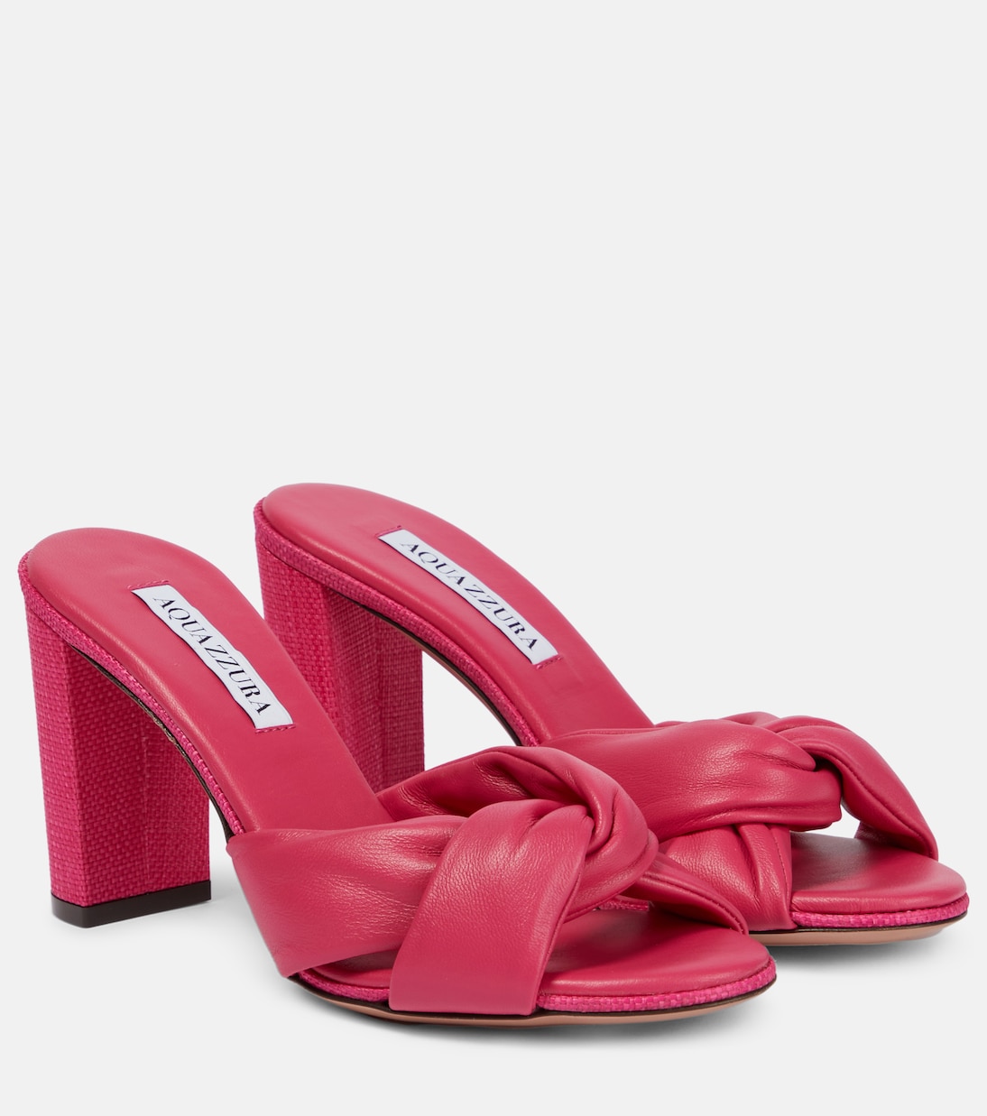 Olie 85 leather mules in pink - Aquazzura | Mytheresa