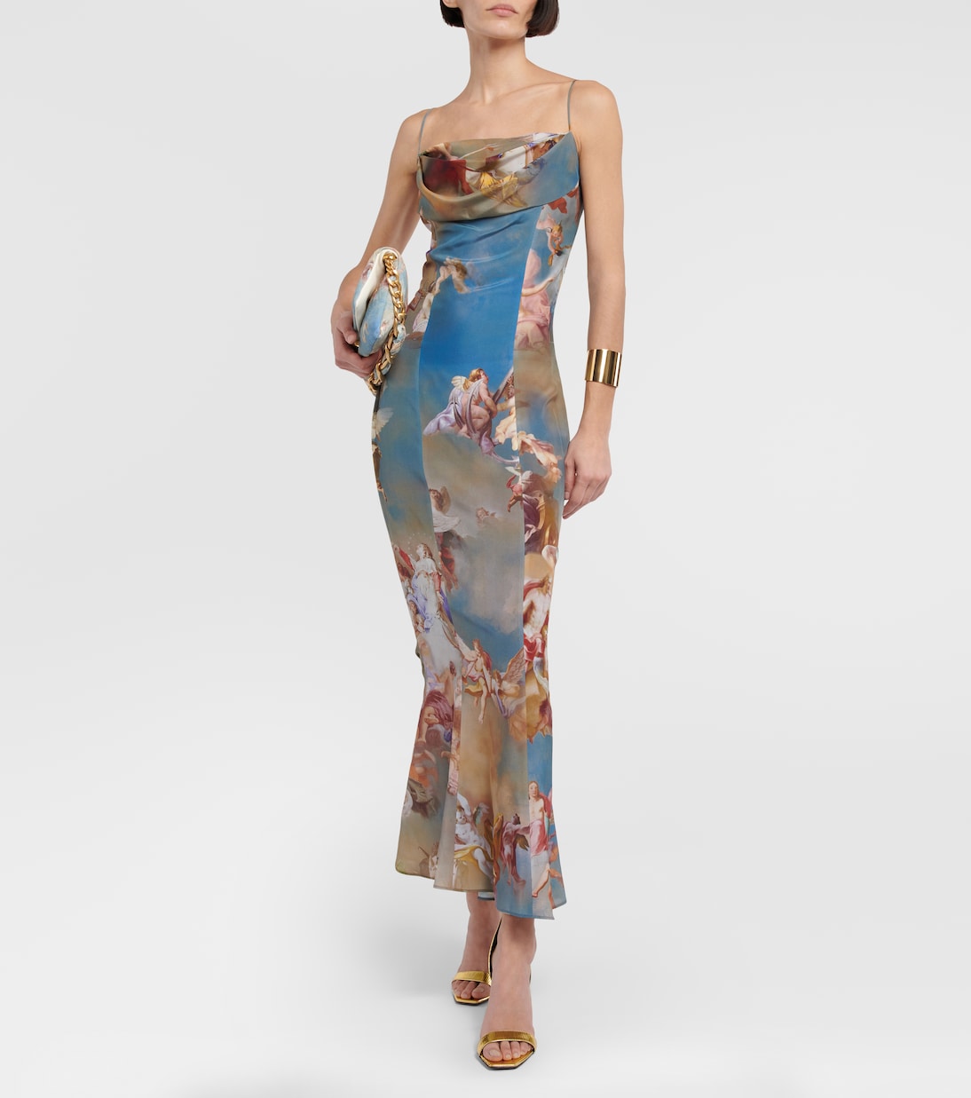 Abito lungo in seta con stampa | Balmain