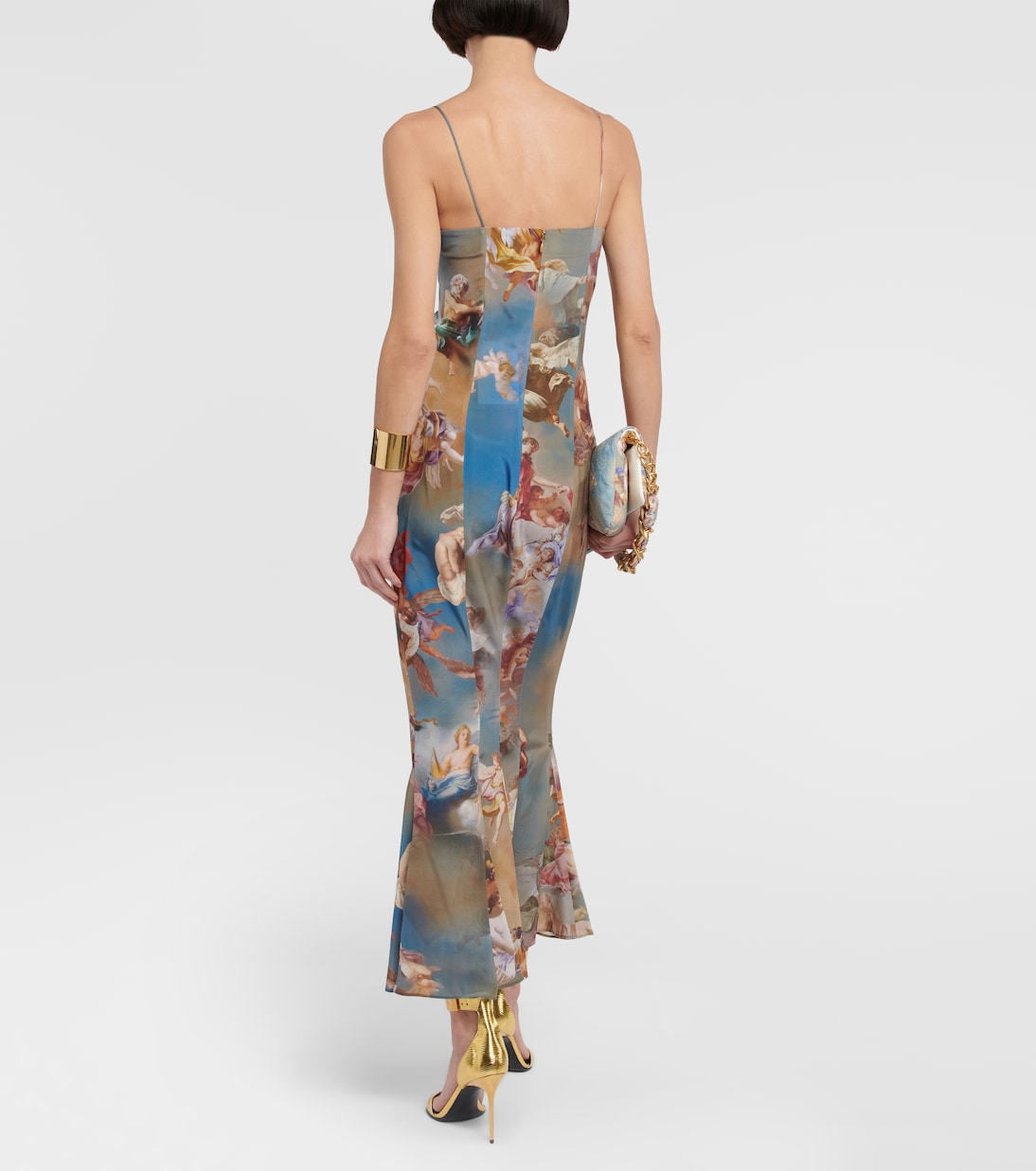 Abito lungo in seta con stampa | Balmain