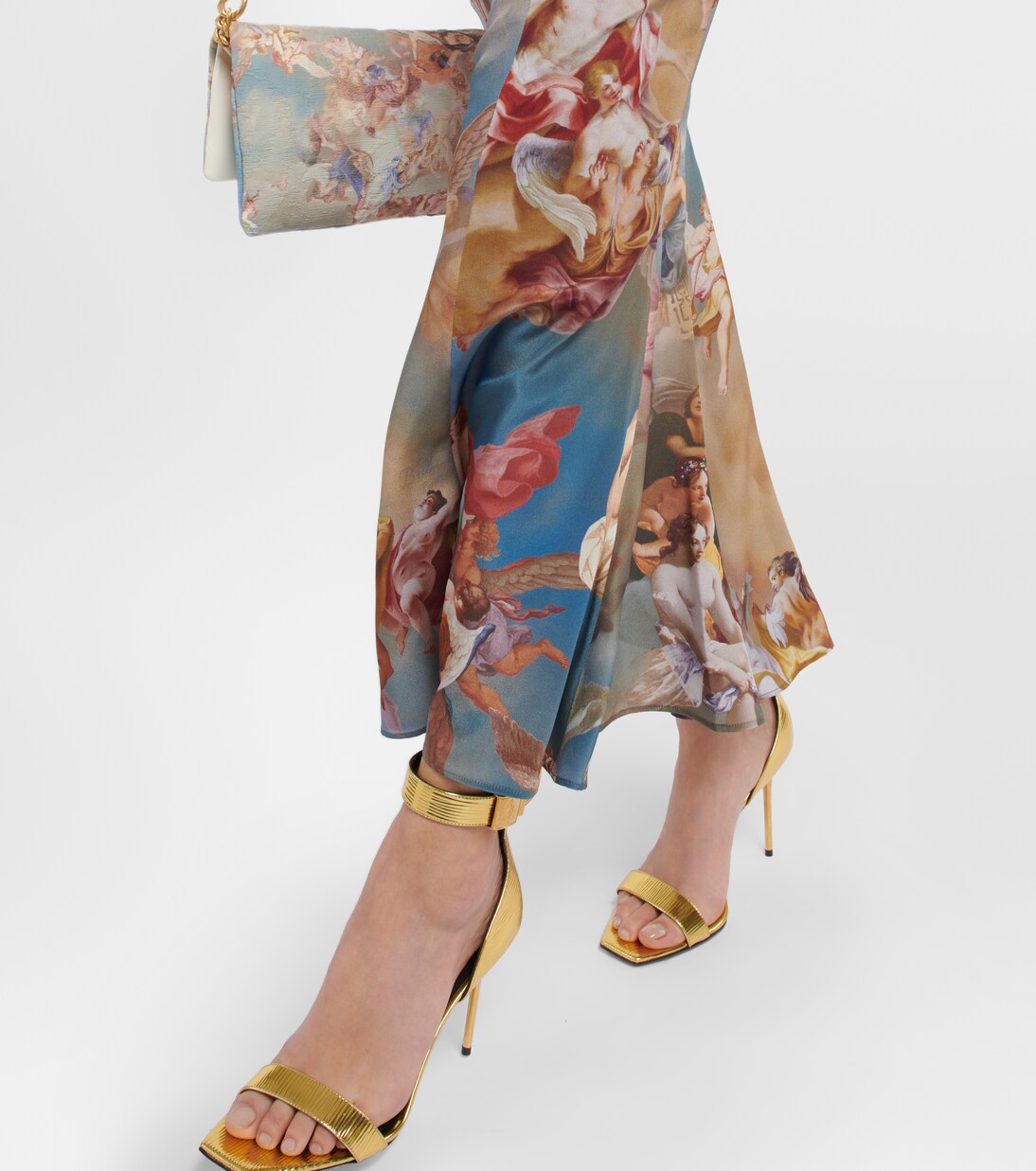Abito lungo in seta con stampa | Balmain