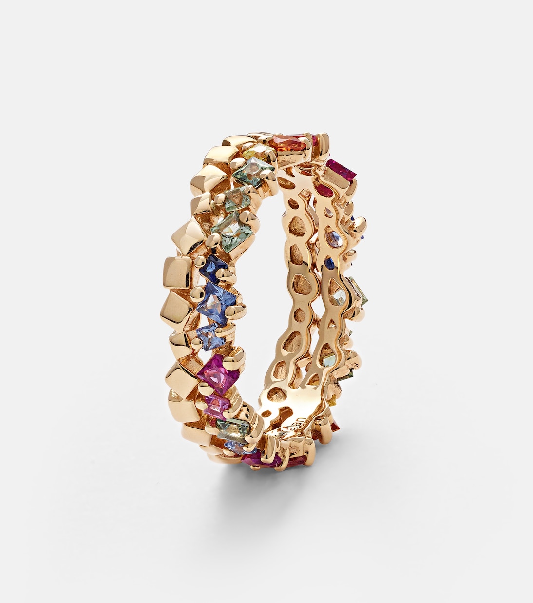 Anello Mini Rainbow in oro 18kt con zaffiri, design esclusivo Suzanne Kalan per giovani trendy