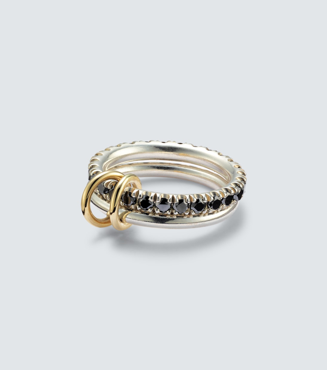 Anello Enzo SG Noir in oro 18kt e argento sterling con diamanti neri | Spinelli Kilcollin
