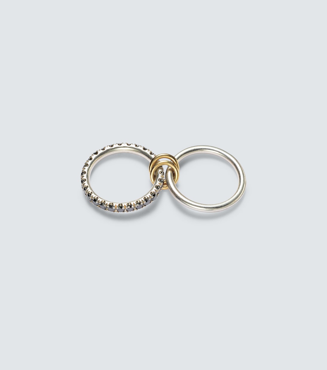 Anello Enzo SG Noir in oro 18kt e argento sterling con diamanti neri | Spinelli Kilcollin