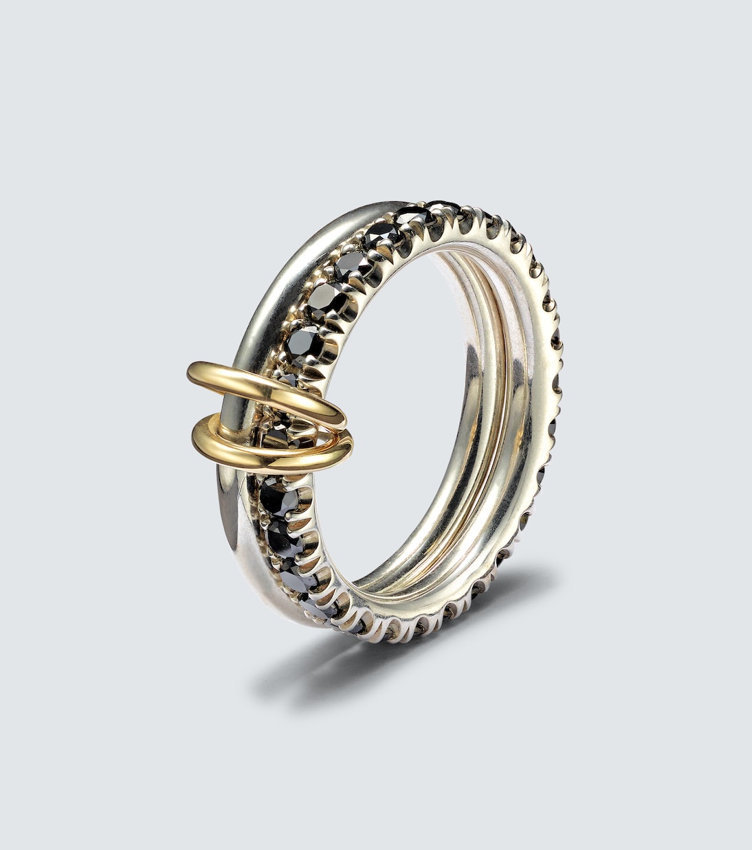 Anello Enzo SG Noir in oro 18kt e argento sterling con diamanti neri | Spinelli Kilcollin