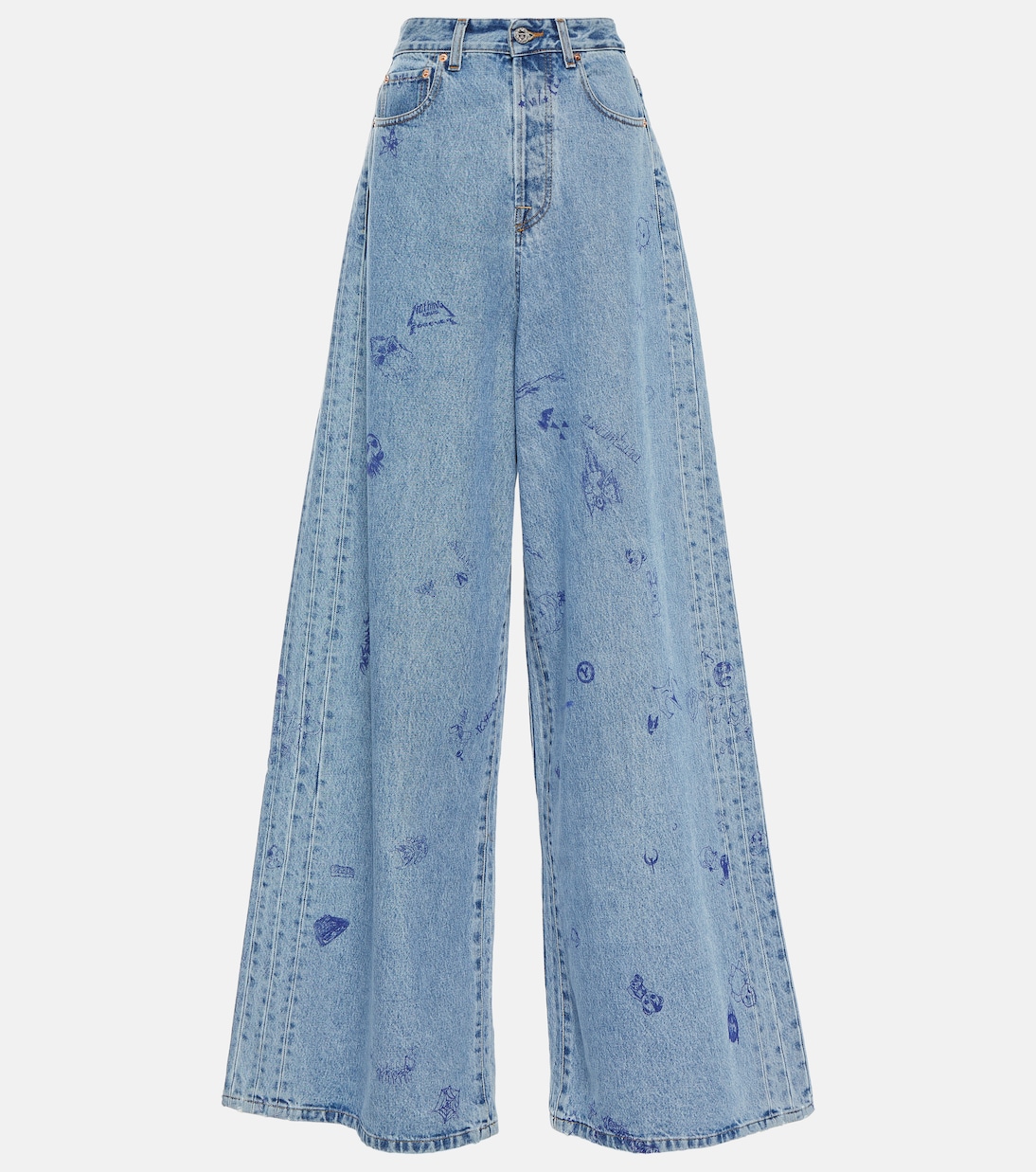 Jeans anchos estampados con tiro bajo | Vetements