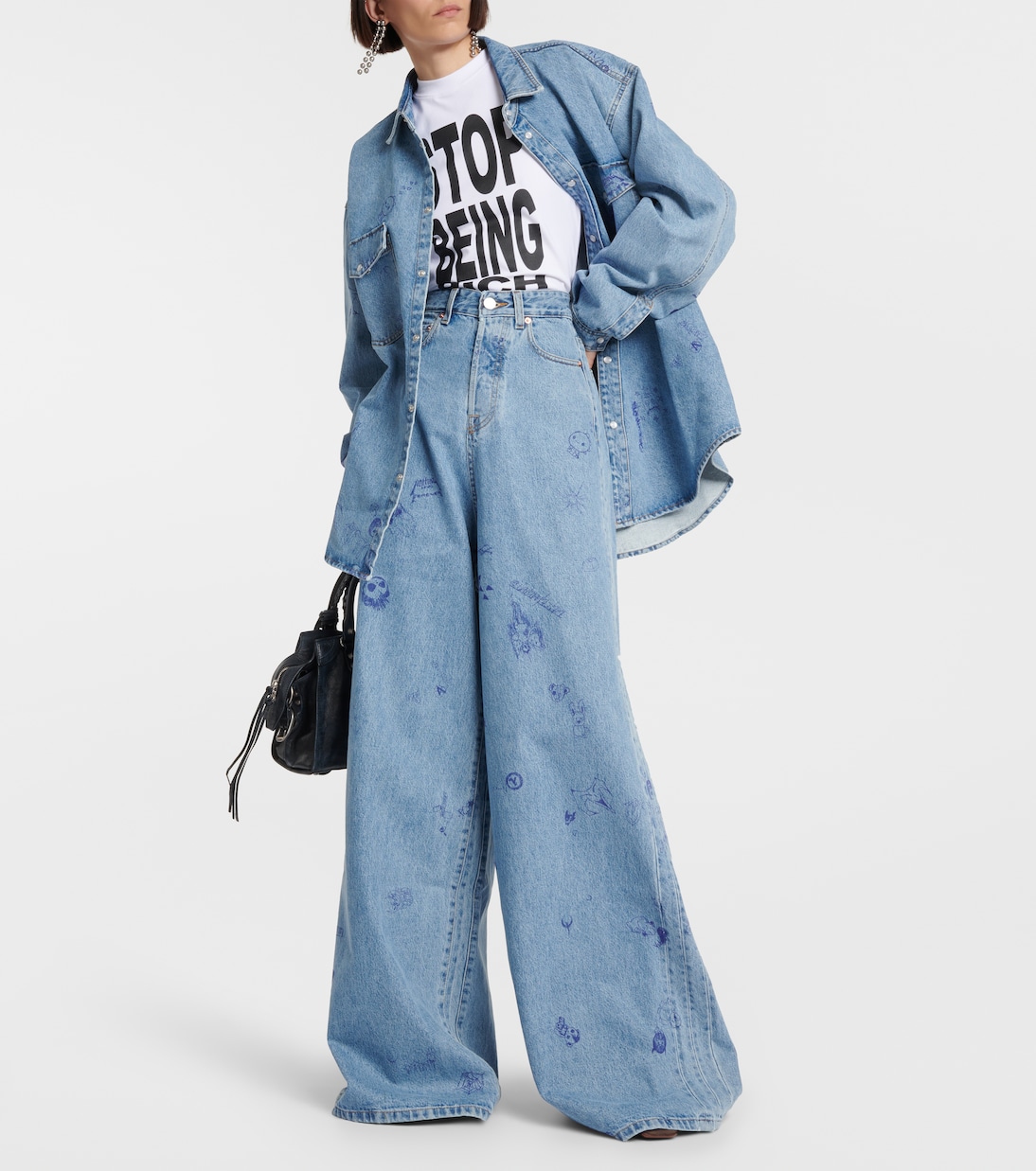Jeans anchos estampados con tiro bajo | Vetements