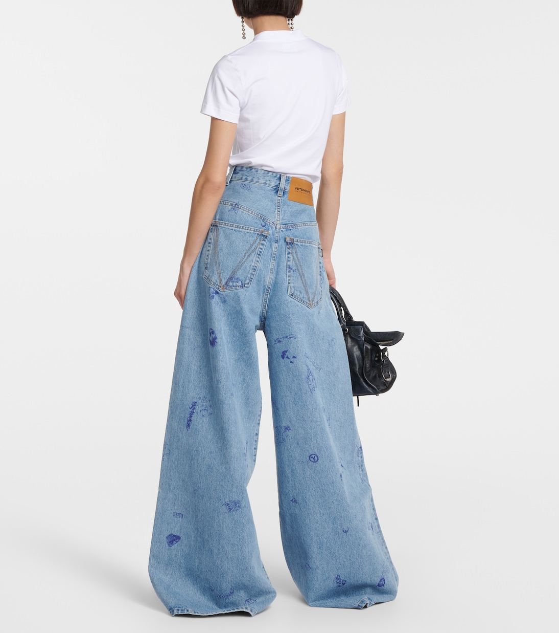 Jeans anchos estampados con tiro bajo | Vetements