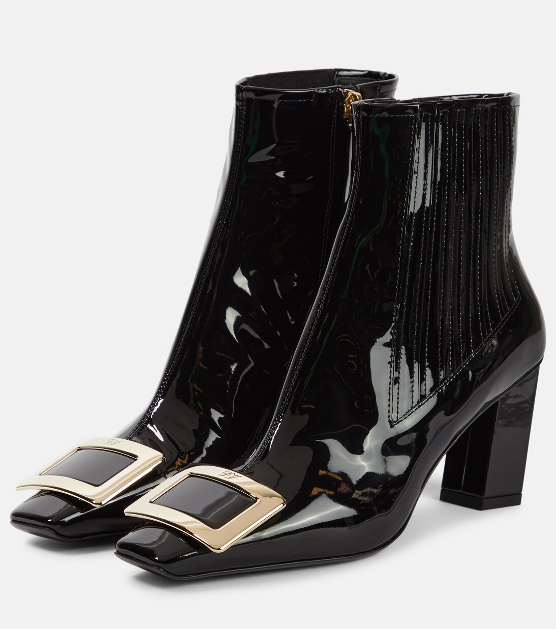 ROGER VIVIER 페이턴트 레더 앵클 부츠 - 페칭