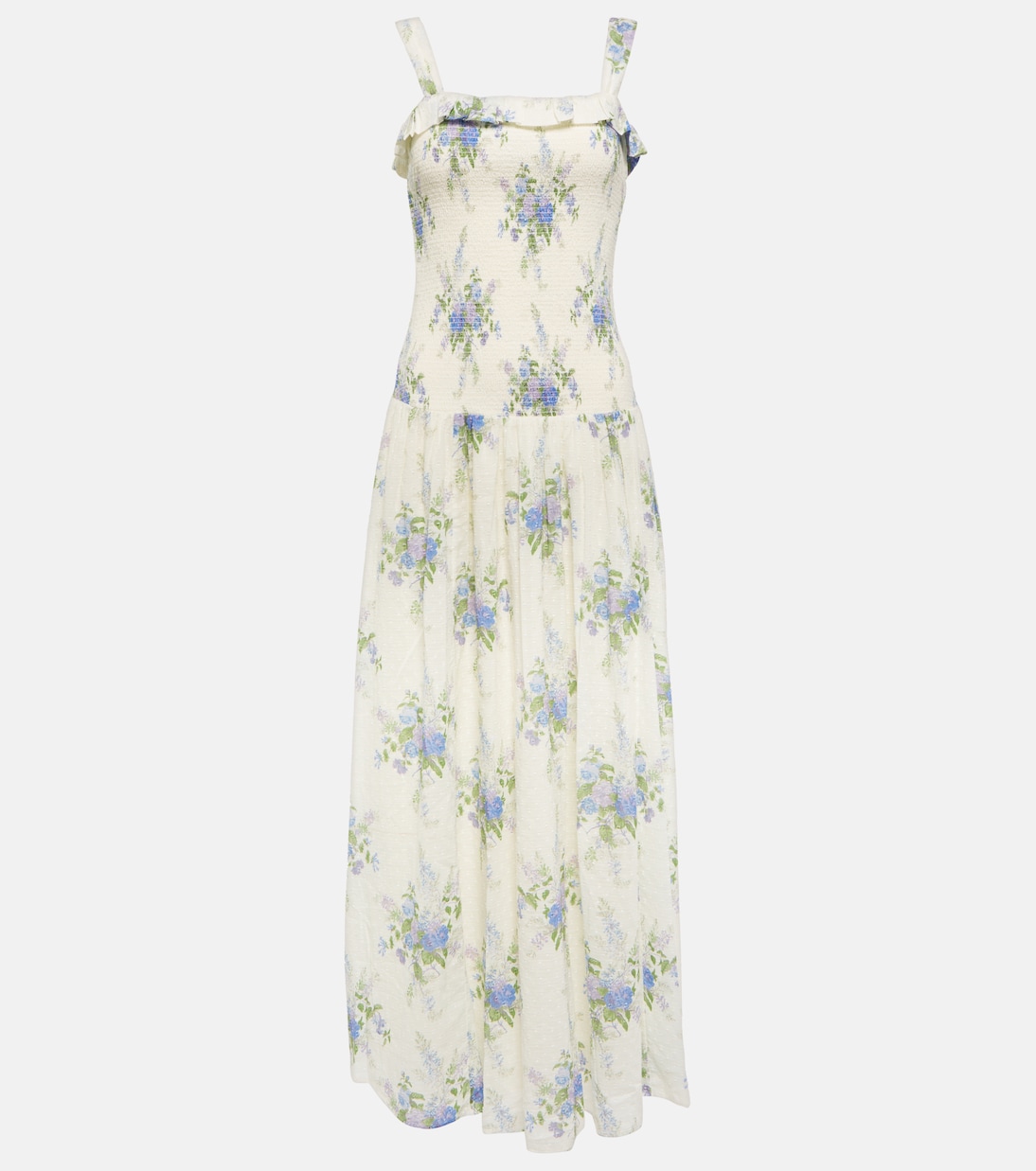 Bello shirred cotton maxi dress | LoveShackFancy