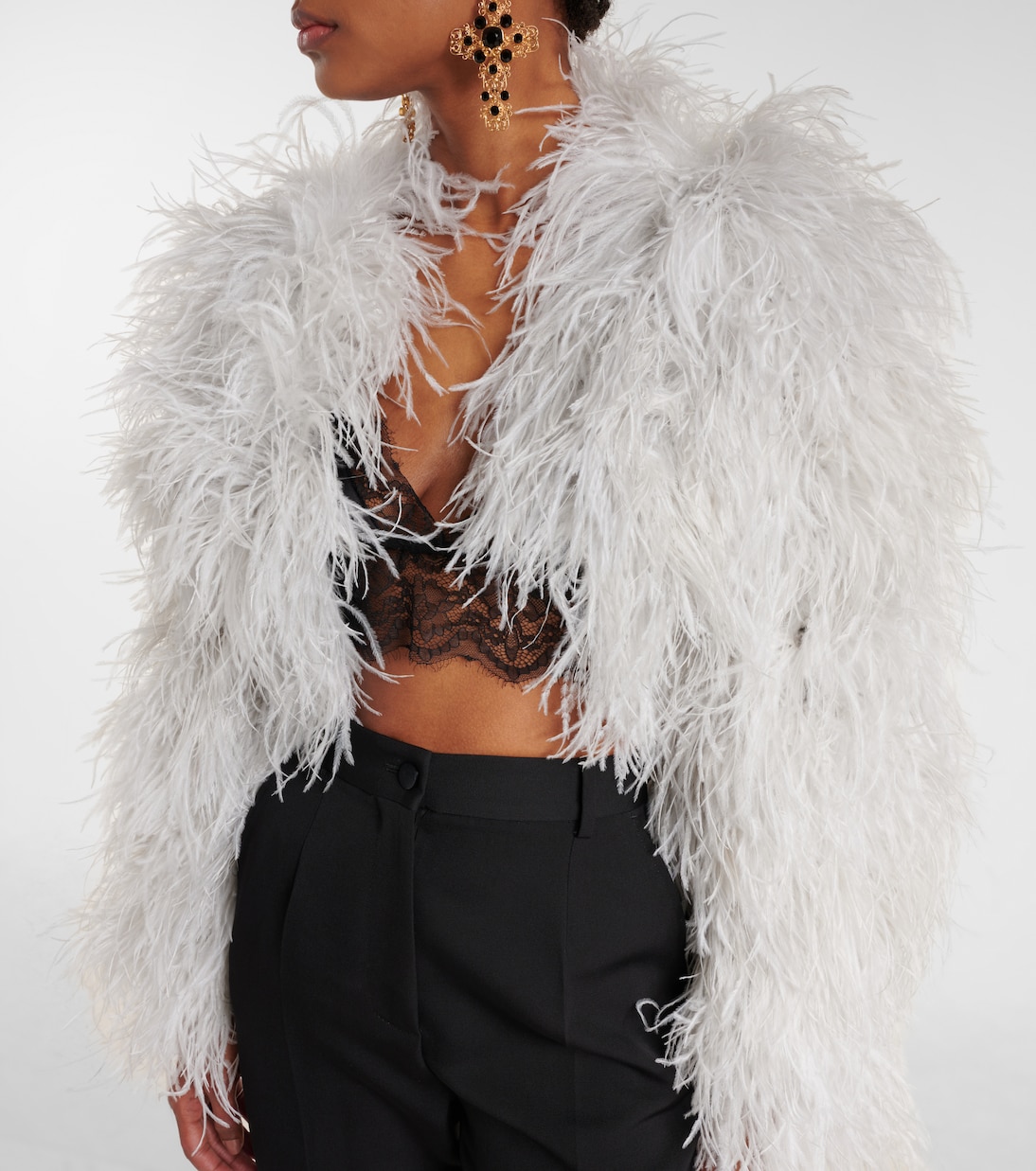 Cropped-Jacke aus Federn | Dolce&Gabbana