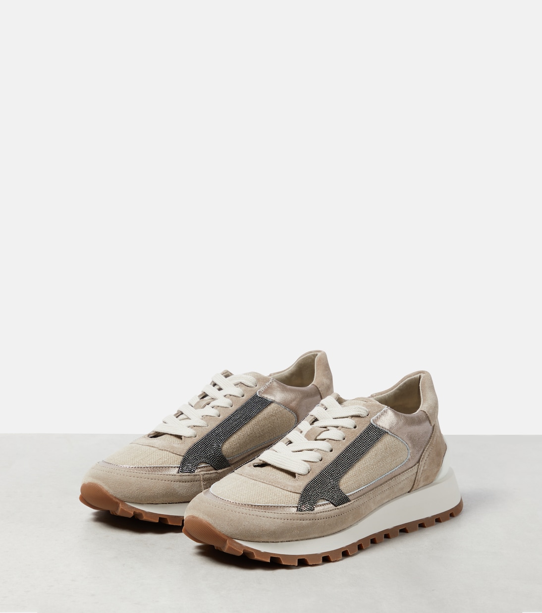 Verzierte Sneakers mit Veloursleder | Brunello Cucinelli