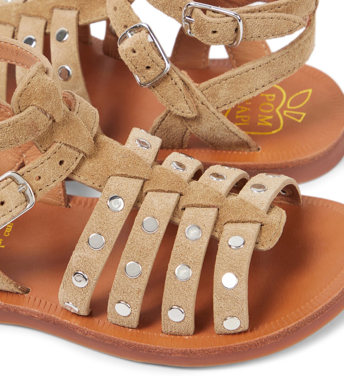 Sandali Plagette Stud in suede | Pom d'Api