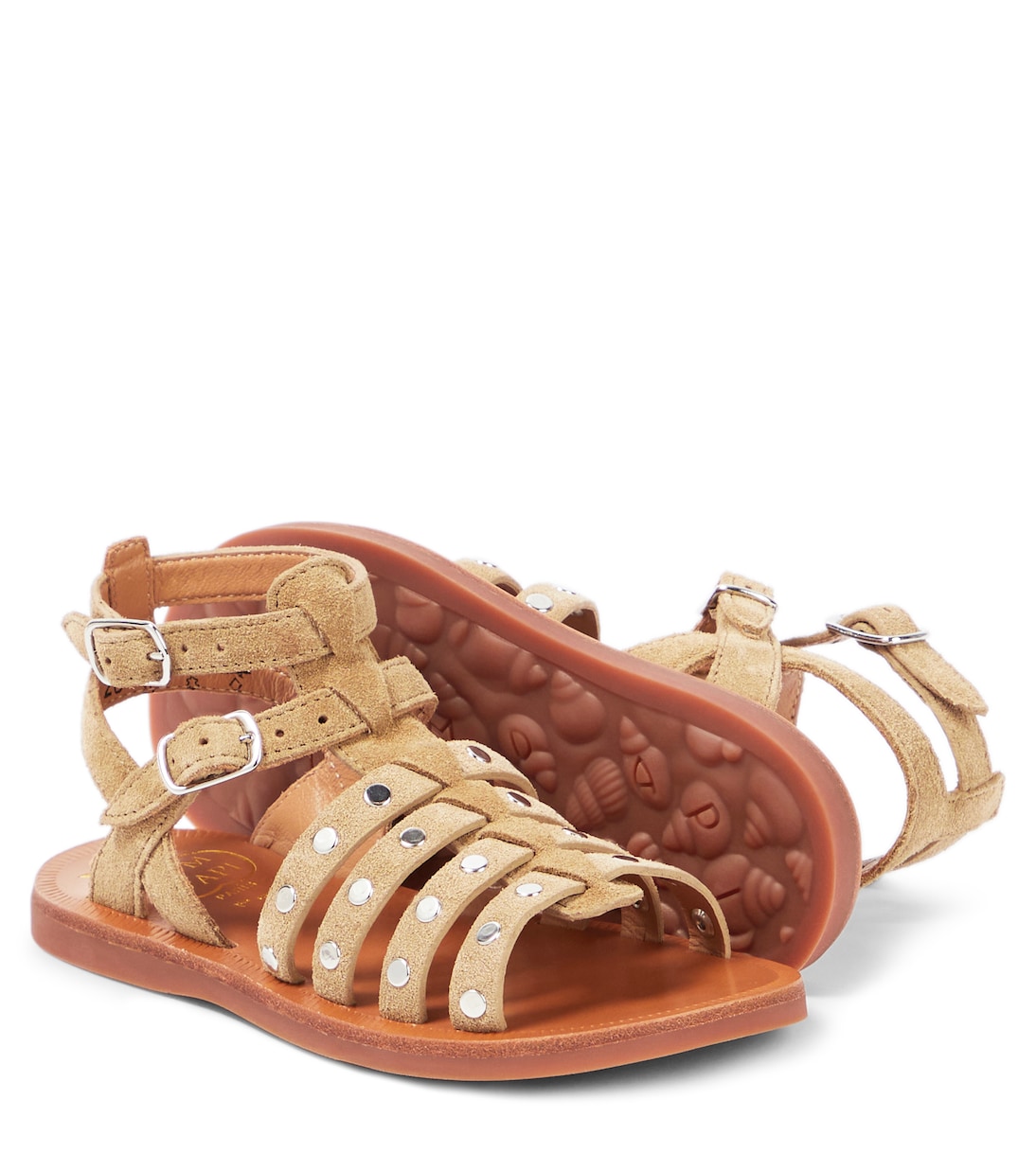 Sandali Plagette Stud in suede | Pom d'Api