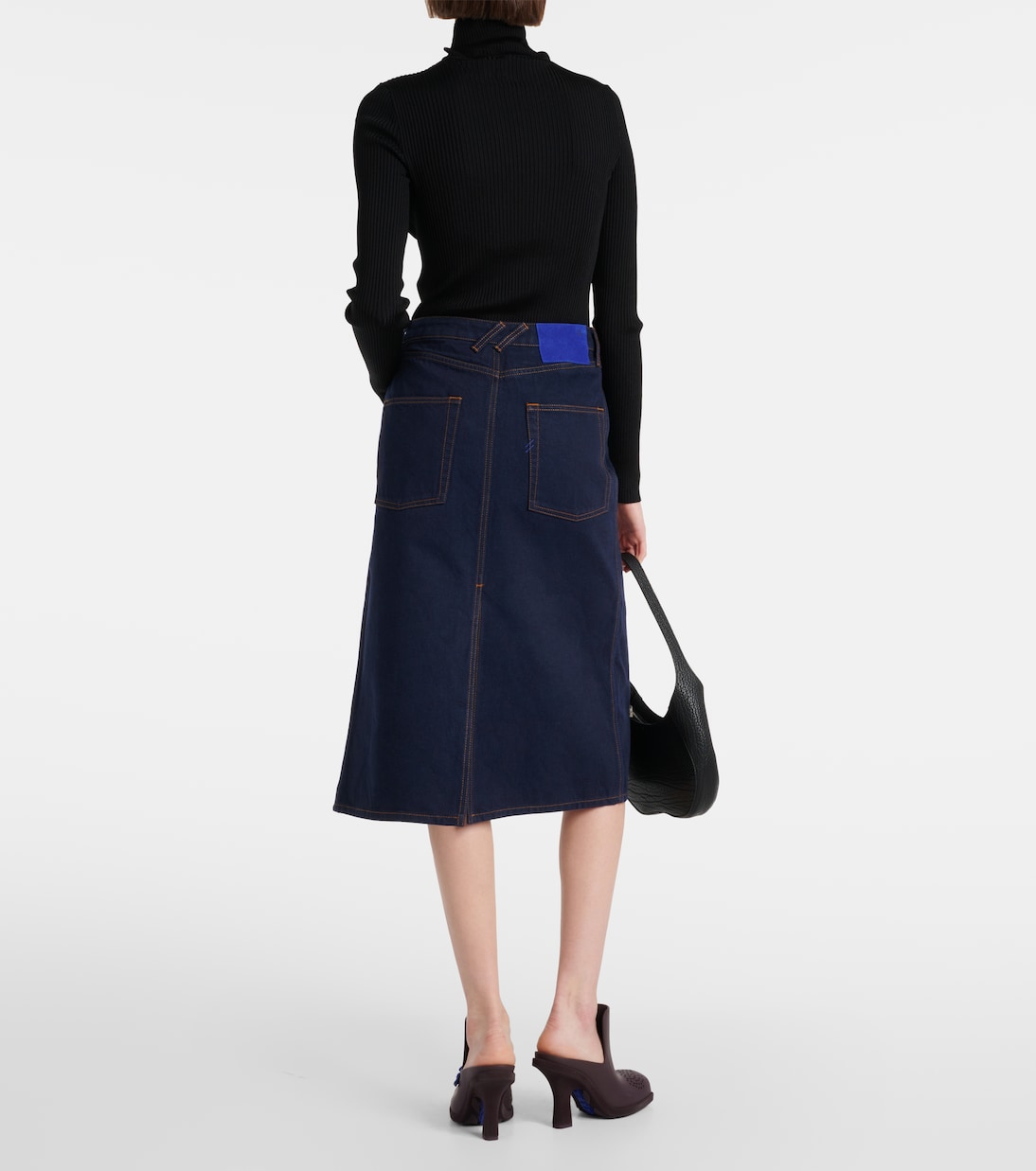 Gonna midi di jeans a vita alta | Burberry