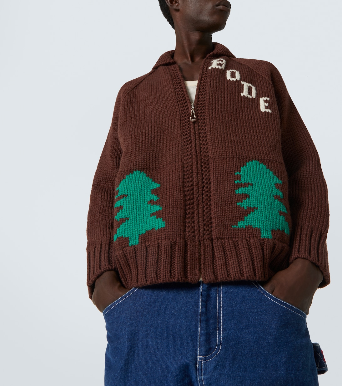 Cardigan in lana con intarsi | Bode