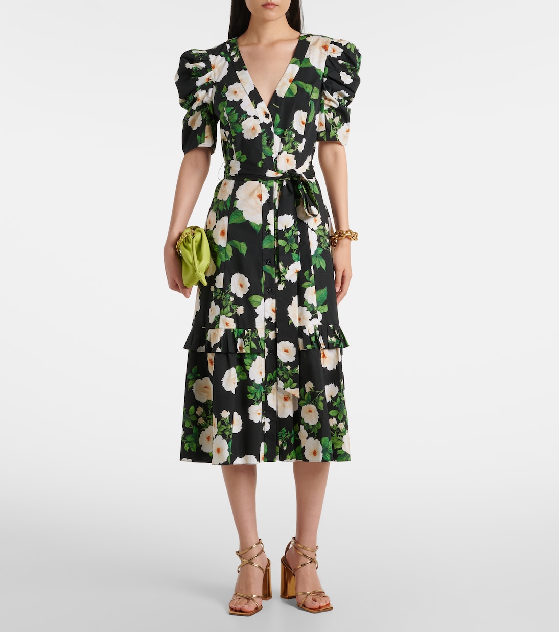 Abito midi in misto cotone con stampa | Carolina Herrera