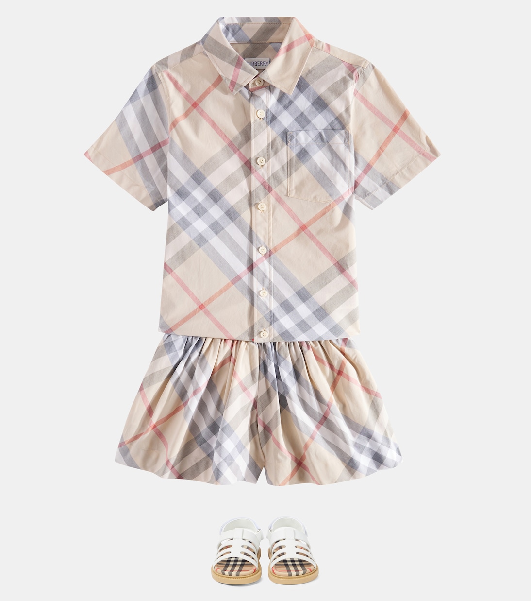 Shorts de popelín de algodón con Burberry Check | Burberry Kids