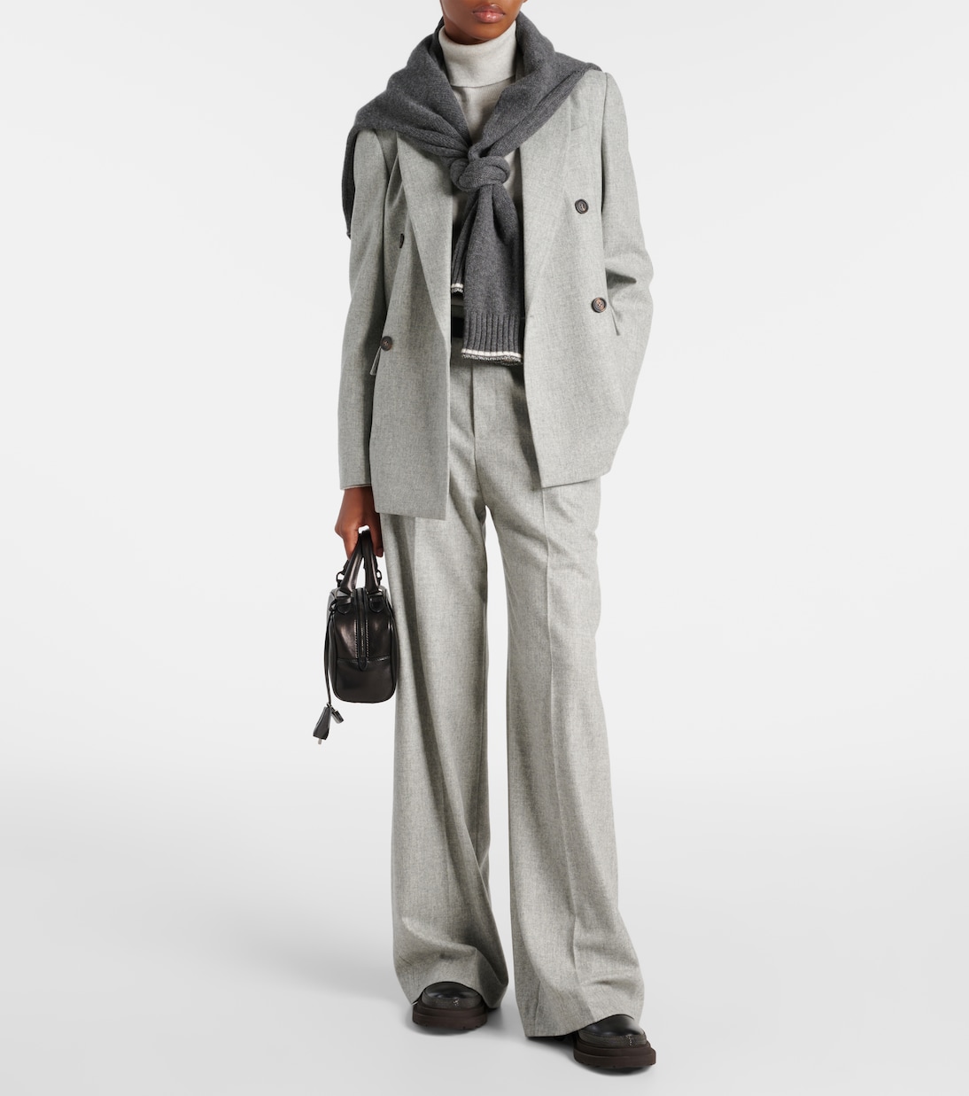Pantaloni a gamba larga in flanella | Brunello Cucinelli