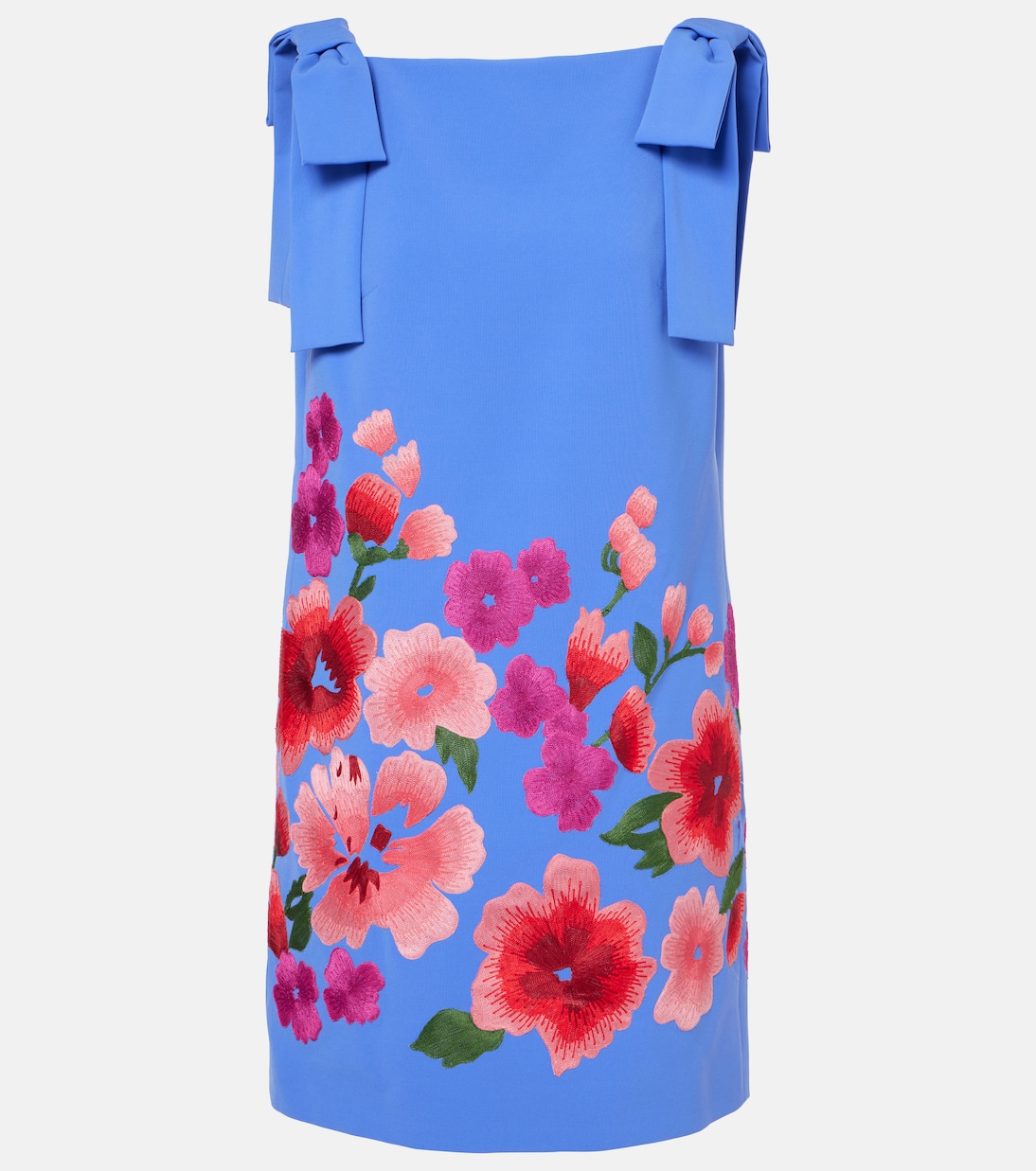 Abito corto in crêpe con ricamo floreale | Carolina Herrera