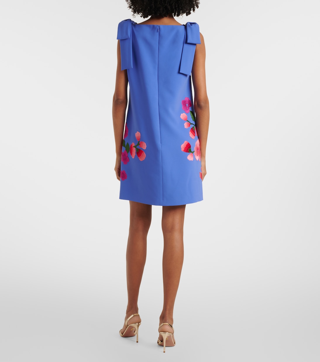 Abito corto in crêpe con ricamo floreale | Carolina Herrera