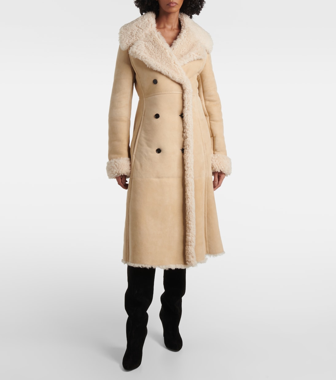 Cappotto in suede con shearling | Alaïa