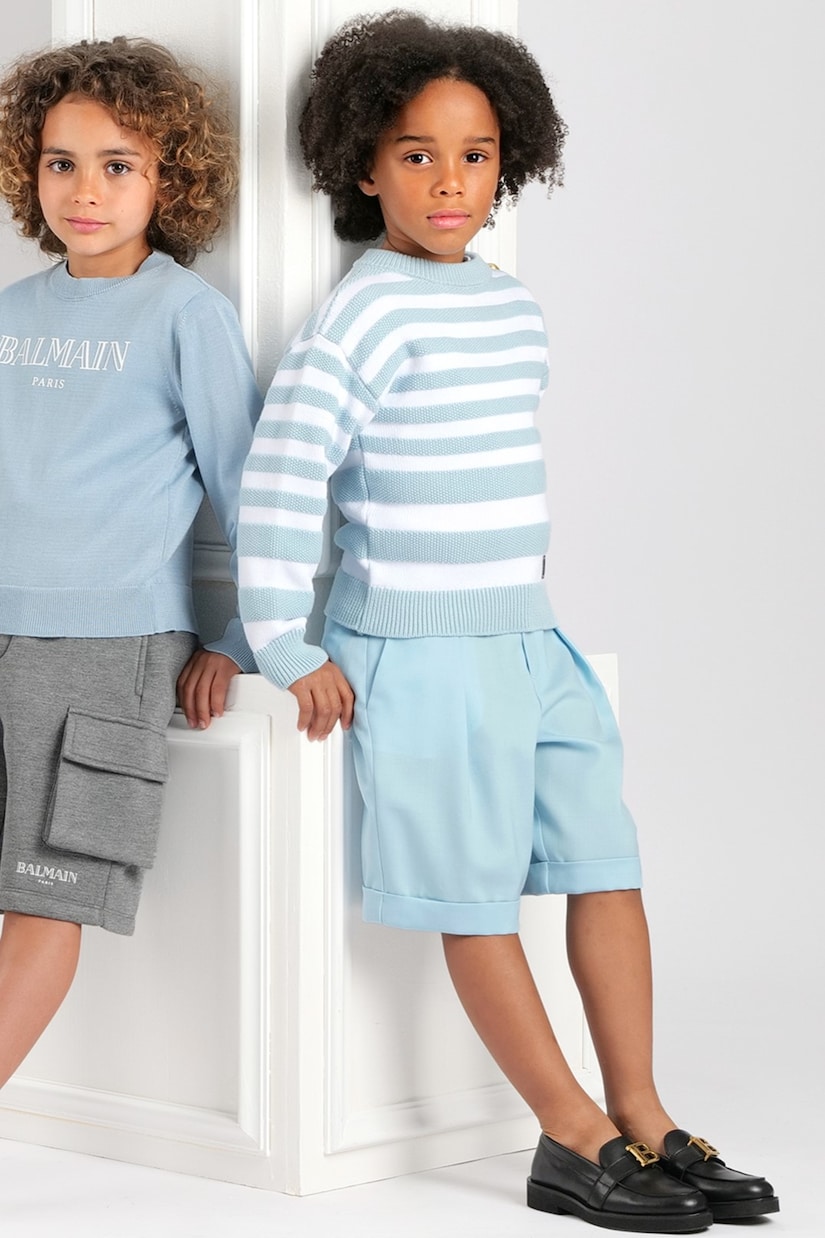 Pullover in cotone a righe | Balmain Kids