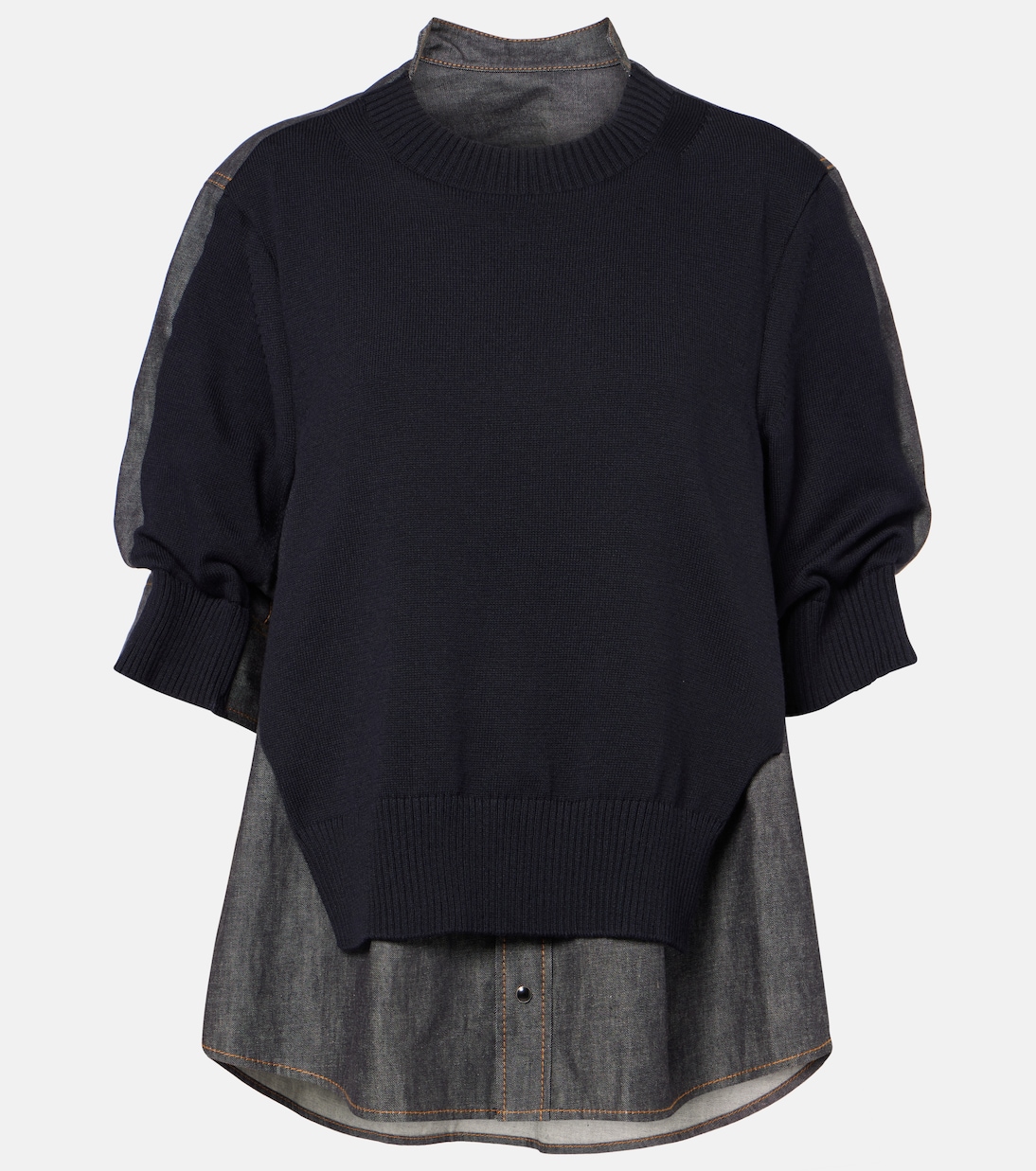 Pull en denim et coton mélangé | Sacai